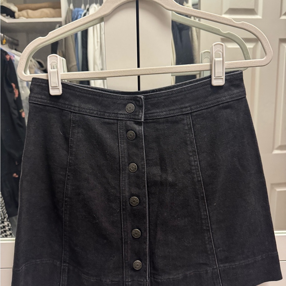Madewell Black Button-Front Denim Skirt